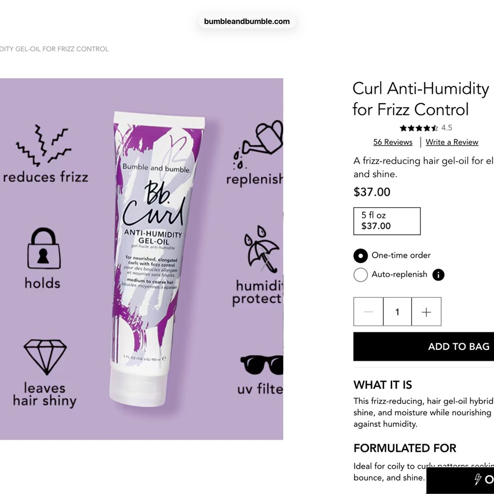 ❤️Bumble and bumble Curl Anti-Humidity Gel-Oil New! Discounted shipping ❤️ - Picture 3 of 4